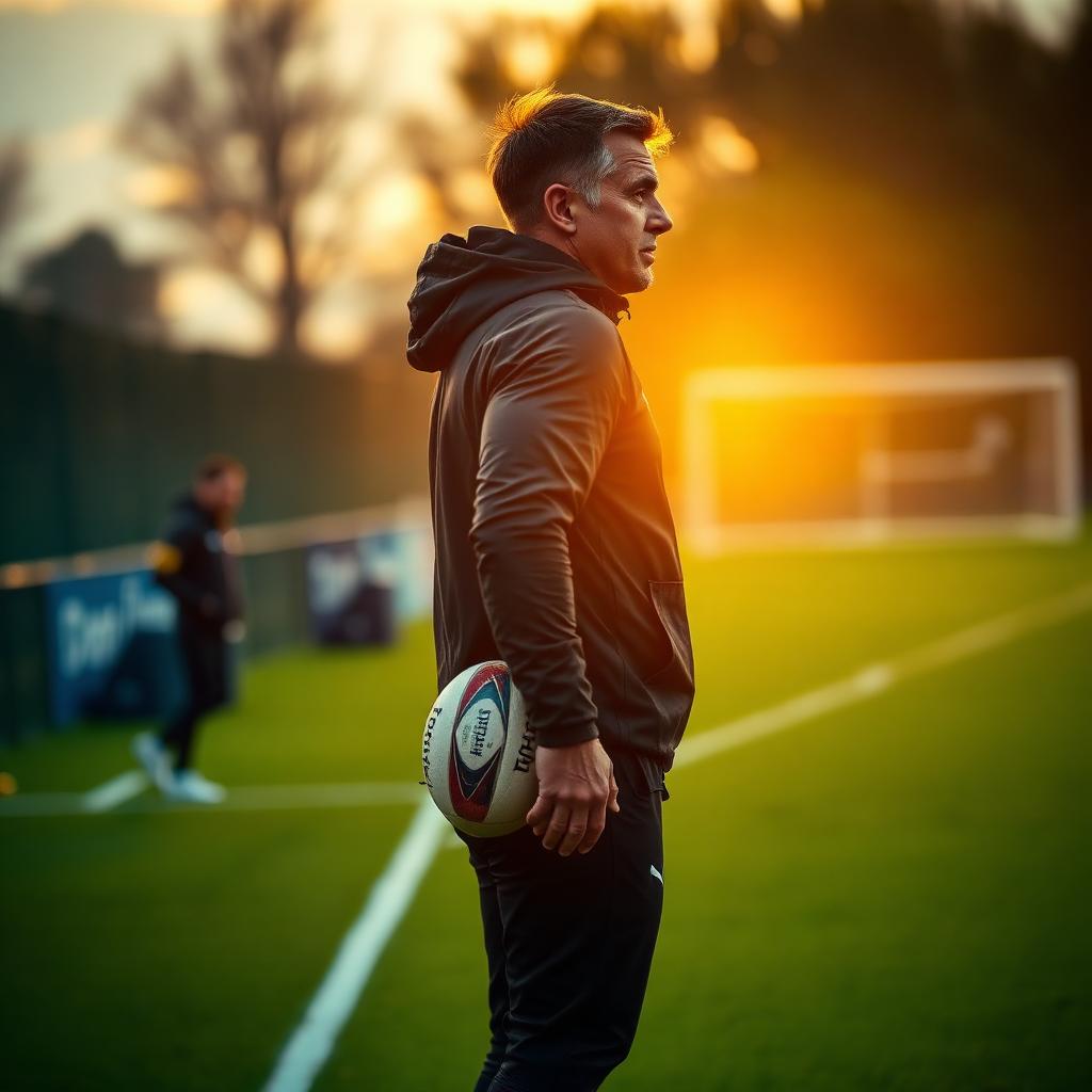 Coach football professionnel sur terrain